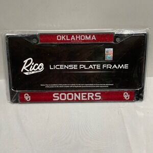 Oklahoma Sooners Rico Industries Glitter License Plate Frame Chrome OU NCAA New